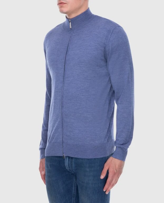 Stefano Ricci cardigan for men made of cashmere and silk blue 170109 - photo 3