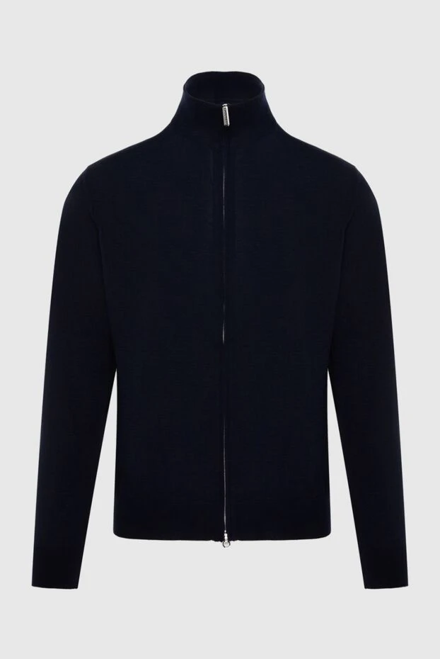 Кардиган мужской из кашемира и шелка синий - фото 1