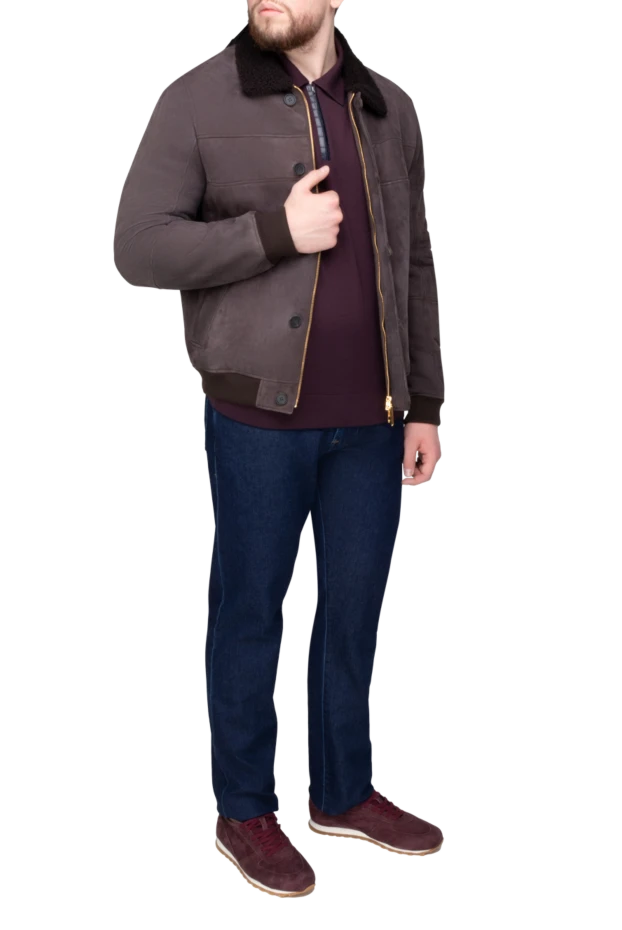 Stefano Ricci мужская дубленка из кожи ягненка и меха коричневая 170111 - фото 2