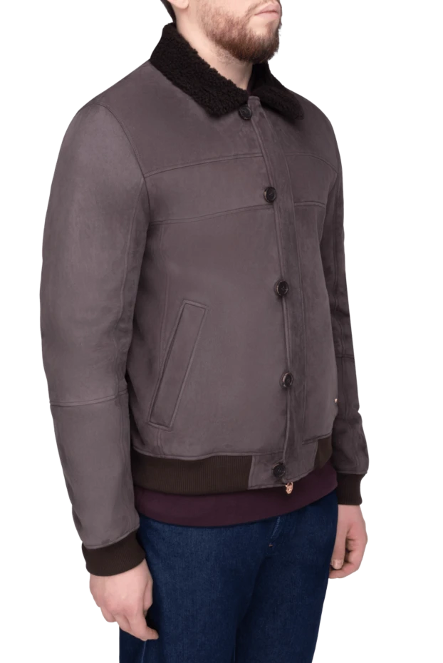 Stefano Ricci мужская дубленка из кожи ягненка и меха коричневая 170111 - фото 3