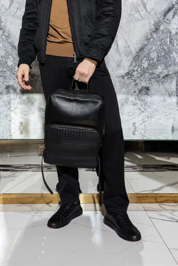 Stefano Ricci кросівки із натуральної шкіри чорні з геометричним тисненням 170113 - фото 3