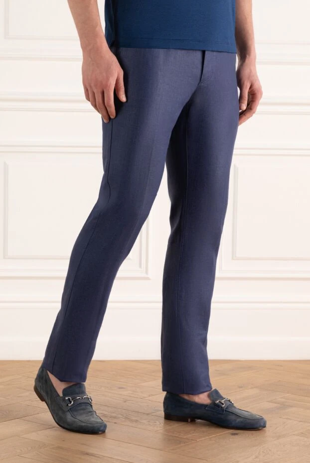 Stefano Ricci blue linen pants for men 170121 - photo 3