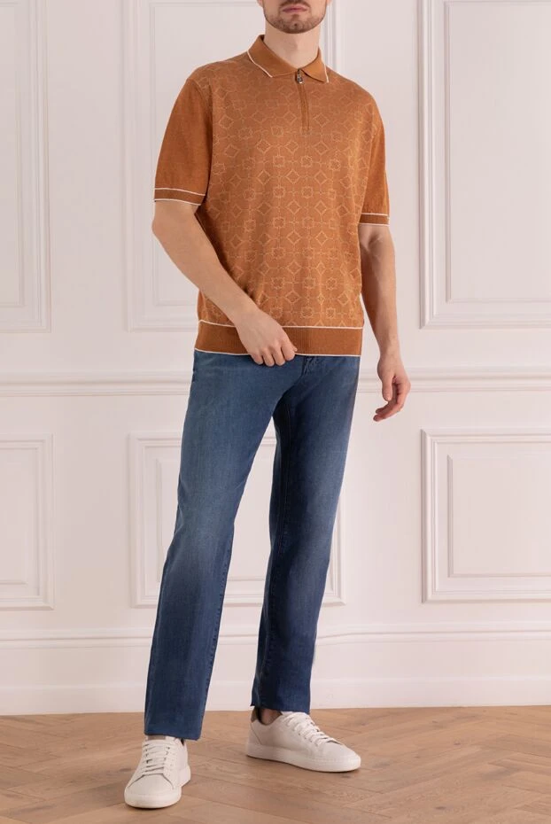 Stefano Ricci brown linen and silk polo for men 170127 - photo 2
