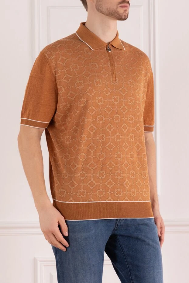Stefano Ricci brown linen and silk polo for men 170127 - photo 3