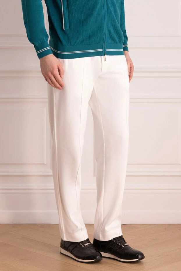 Stefano Ricci sports pants for men made of cotton white 170128 - photo 3
