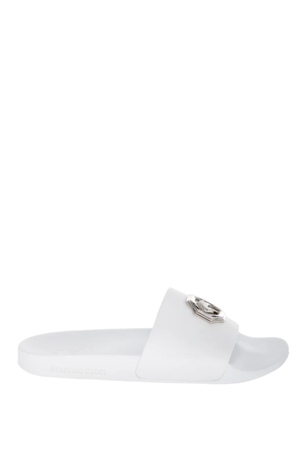 Stefano Ricci шльопанці зі шкіри білі чоловічі 170146 - фото 1