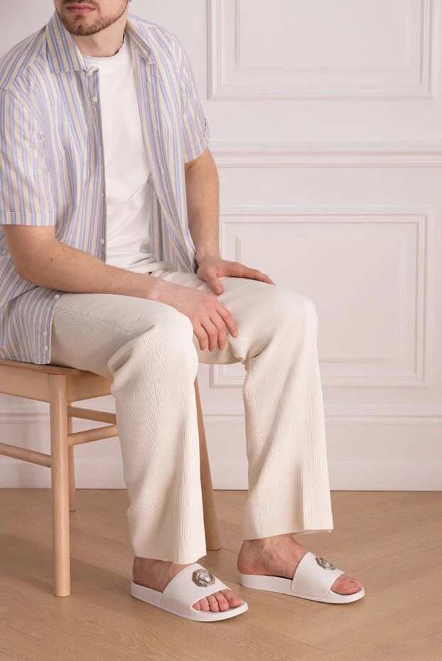 Stefano Ricci white leather slippers for men 170146 - photo 2