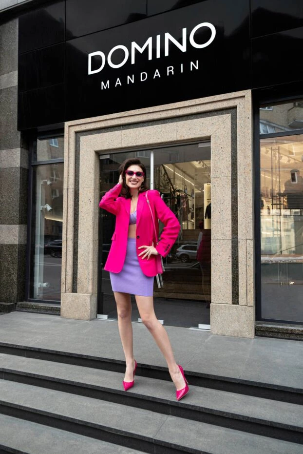 Herve Leger lavender suit with a bra top and a textured knit skirt 170164 - photo 2