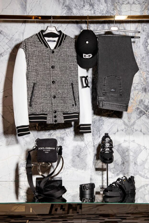 Dolce & Gabbana black leather, wool and polyamide jacket for men 170180 - photo 3