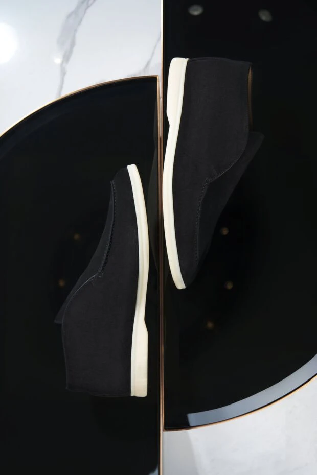 Loro Piana men's loafers made of genuine black nubuck with a light sole 170216 - photo 2