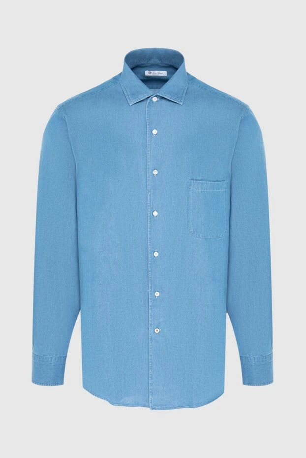 Loro Piana men's blue cotton shirt with breast pocket 195734 - photo 1