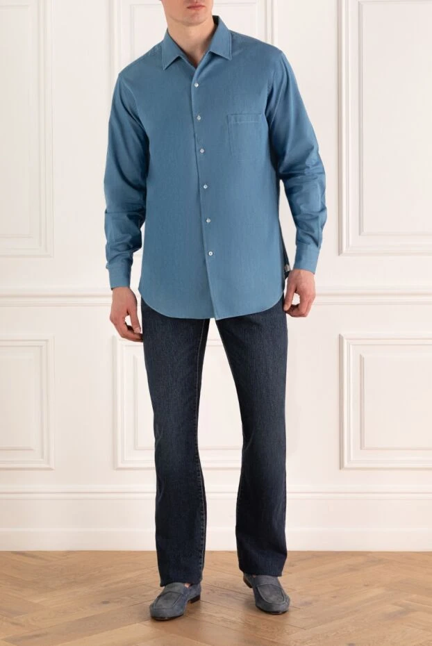 Loro Piana чоловічі рубашка з бавовни синя чоловіча купити фото з цінами 170219 - фото 2