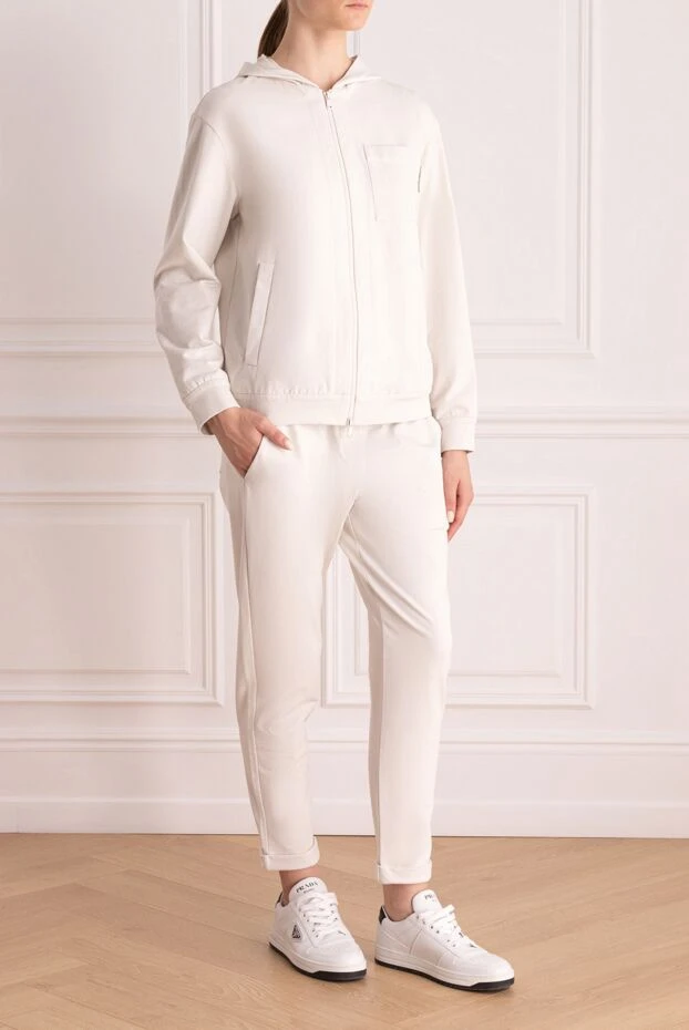 Brunello Cucinelli костюм із м'якого трикотажу білого кольору з капюшоном. 170263 - фото 3
