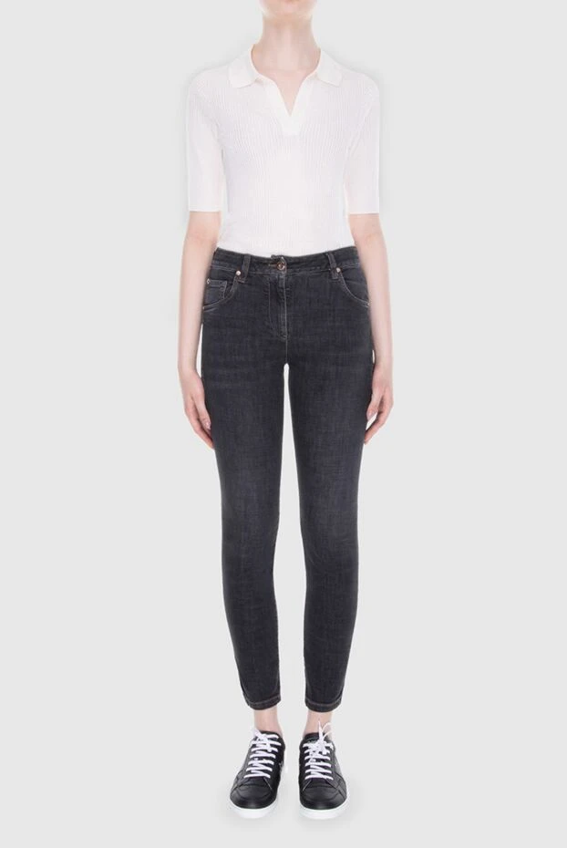 Brunello Cucinelli женские джинсы из темного денима с мягкой обработкой ткани 170269 - фото 2