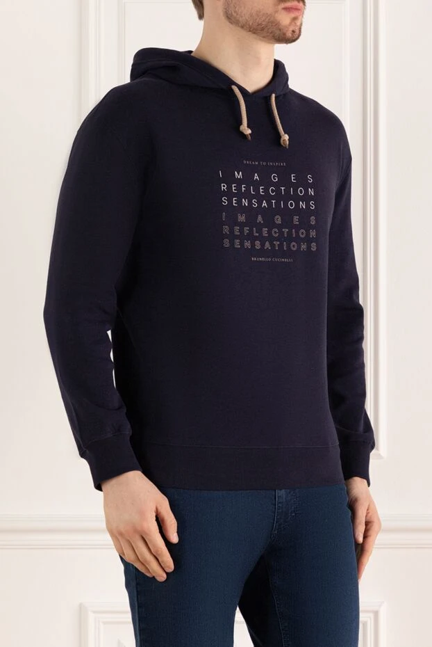 Brunello Cucinelli hoodie for men made of cotton and elastane blue 170321 - photo 3