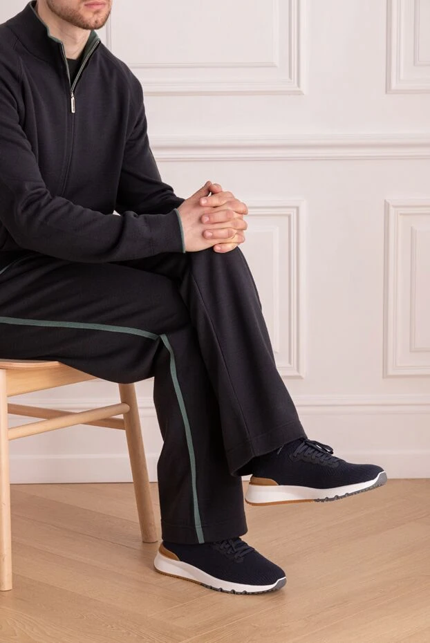 Brunello Cucinelli кросівки з вовни сині чоловічі 170332 - фото 2