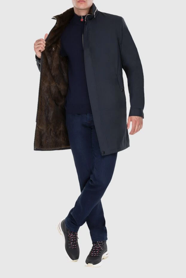 Seraphin man jacket with fur in nylon and leather blue for men buy with prices and photos 170338 - photo 2