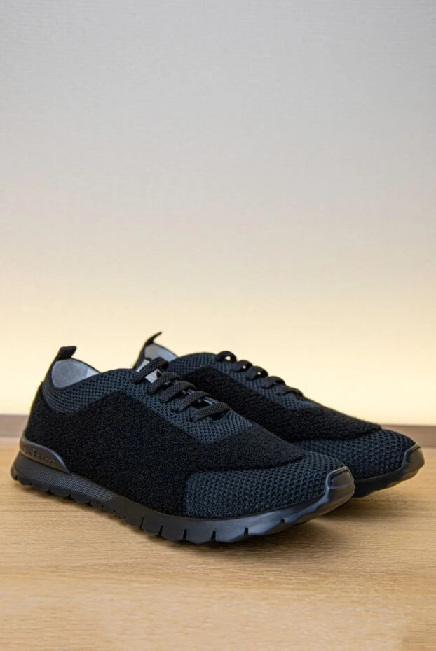 Kiton monochrome black sneakers with a distinctive red logo 170367 - photo 2