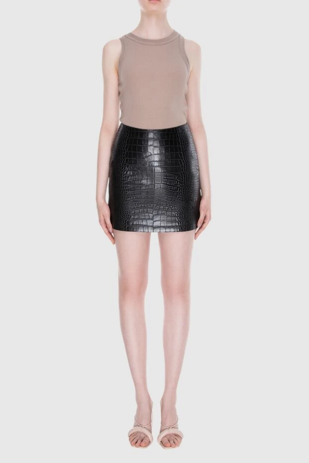 Ermanno Scervino woman black leather and suede skirt for women buy with prices and photos 170384 - photo 2