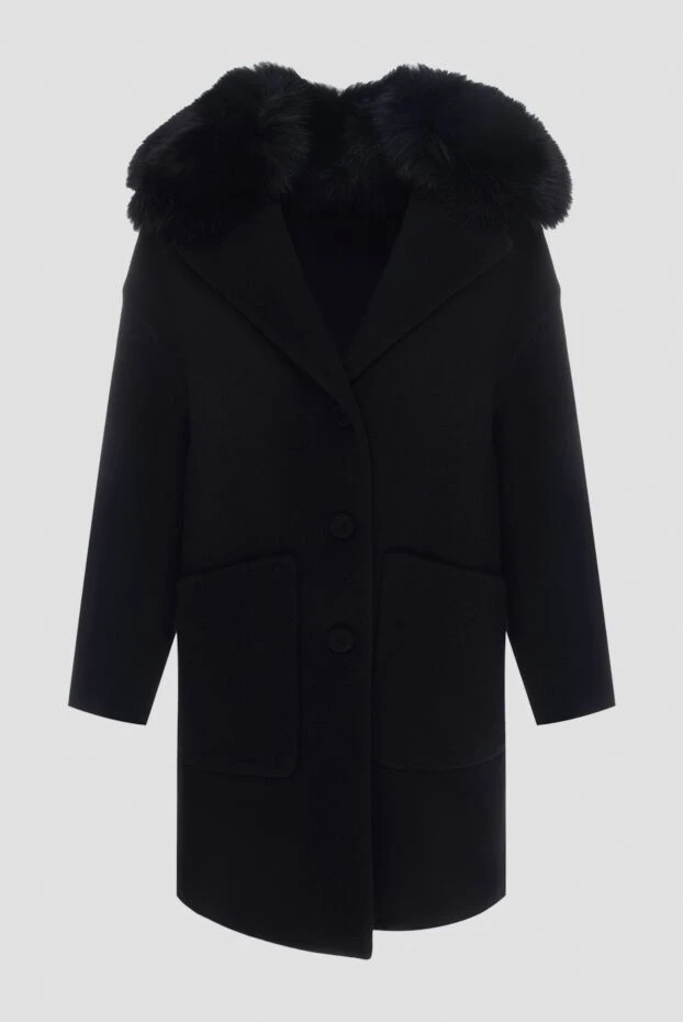 Ermanno Scervino женские пальто из шерсти и кашемира черное женское купить с ценами и фото 170404 - фото 1
