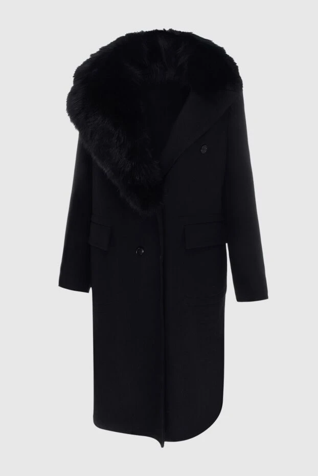Ermanno Scervino женские пальто из шерсти и кашемира черное женское купить с ценами и фото 170405 - фото 1
