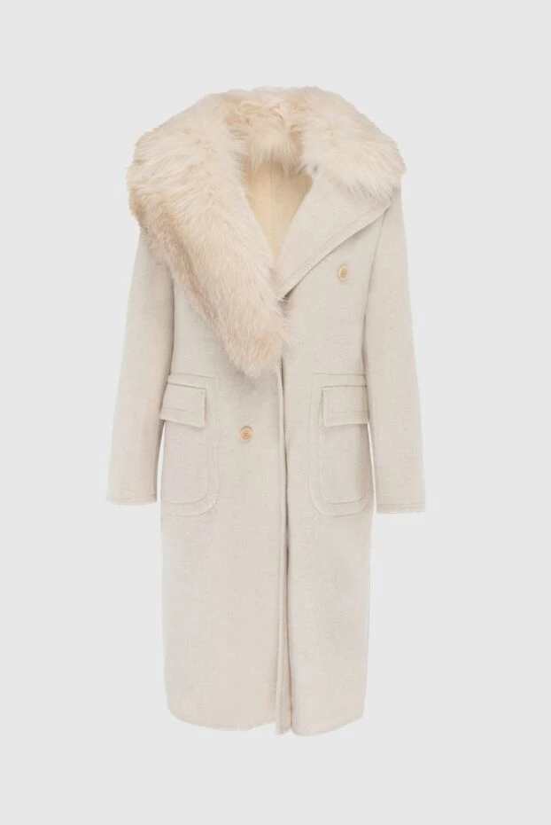 Ermanno Scervino женские пальто из шерсти и кашемира бежевое женское купить с ценами и фото 170406 - фото 1