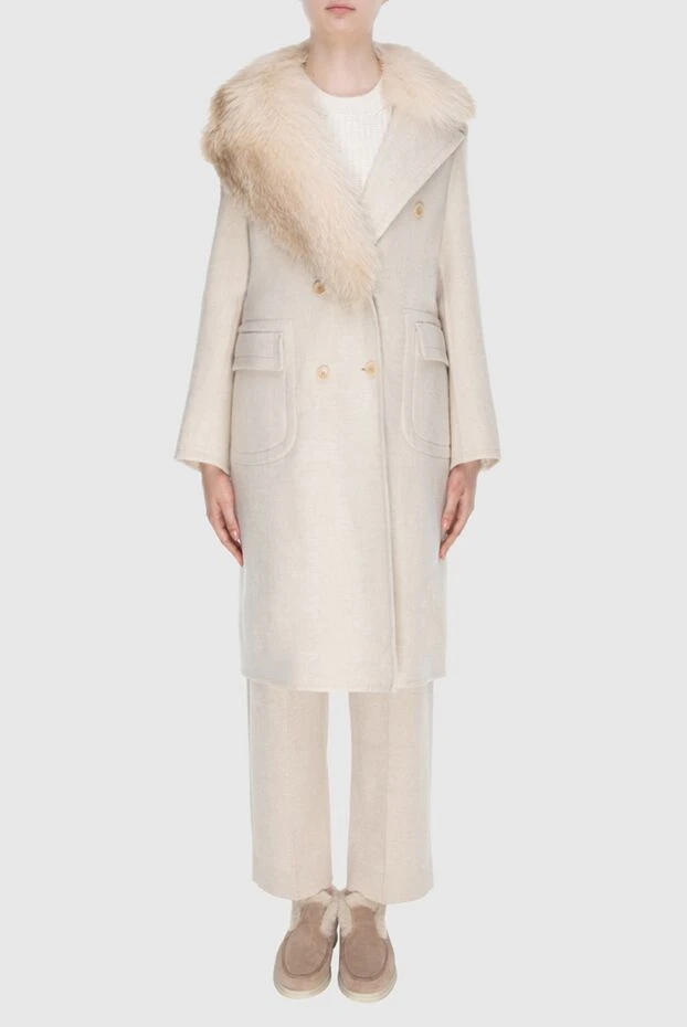 Ermanno Scervino женские пальто из шерсти и кашемира бежевое женское купить с ценами и фото 170406 - фото 2