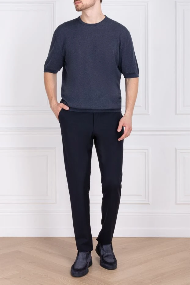 Tombolini мужские брюки из шерсти синие мужские купить с ценами и фото 170420 - фото 2