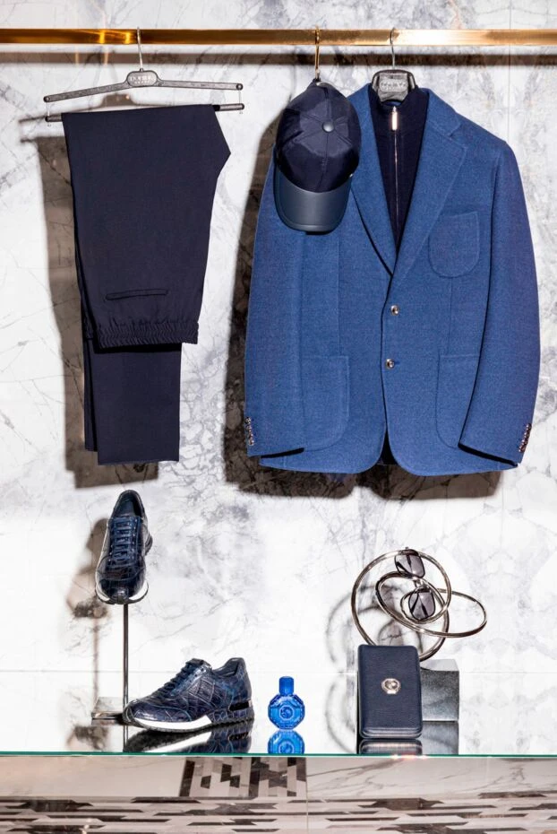 Tombolini men's dark blue trousers with a drawstring waist made of wool 170420 - photo 2