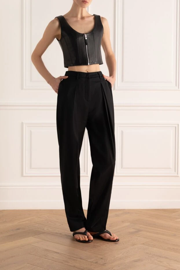 Fabiana Filippi женские брюки из шерсти и полиамида черные женские купить с ценами и фото 170481 - фото 2