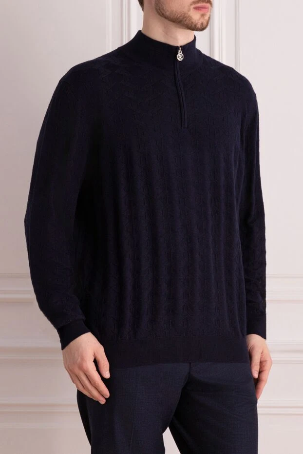 Stefano Ricci cashmere and silk blue men's tee 170490 - photo 3