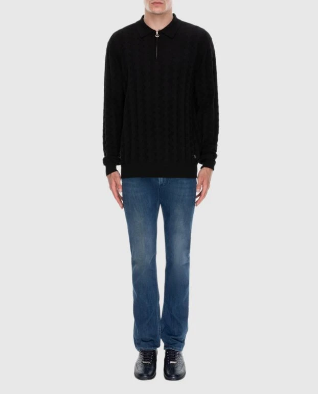 Stefano Ricci long-sleeved polo shirt made of silk and cashmere black for men 170494 - photo 2