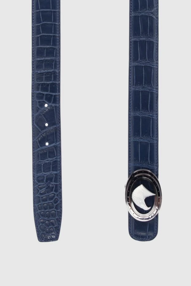 Stefano Ricci ремінь зі шкіри крокодила синій чоловічий 170504 - фото 3