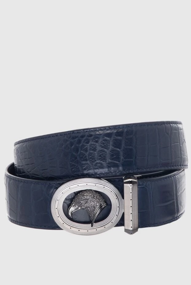 Stefano Ricci ремень из кожи крокодила синий мужской 170505 - фото 1