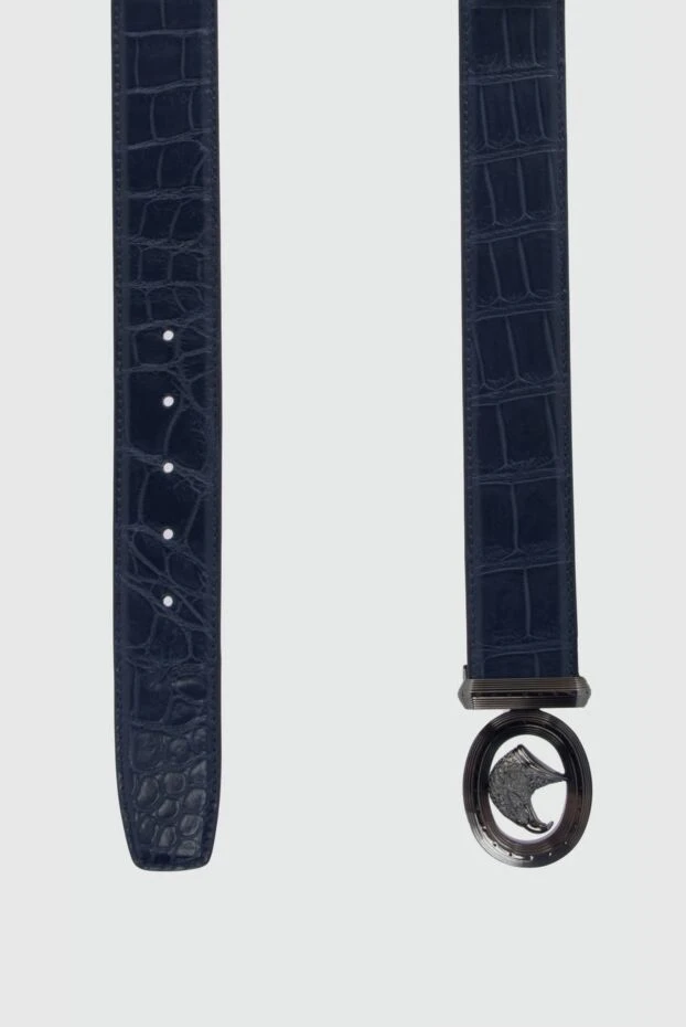 Stefano Ricci ремень из кожи крокодила синий мужской 170505 - фото 3