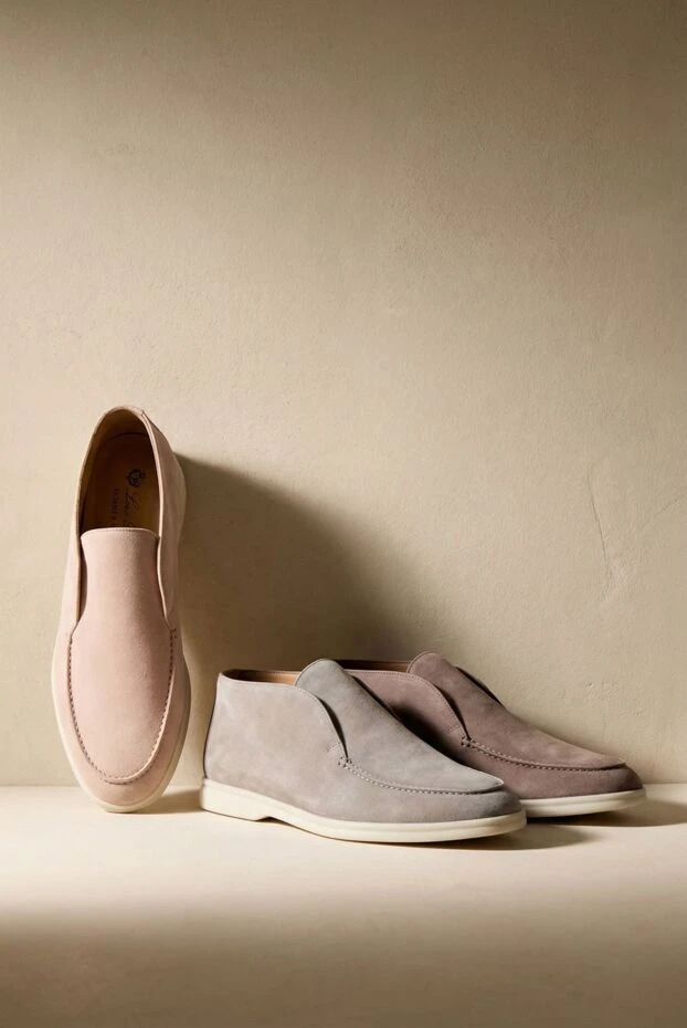 Loro Piana повседневные мужские лоферы из замши с высокой посадкой и светлой подошвой 170538 - фото 3