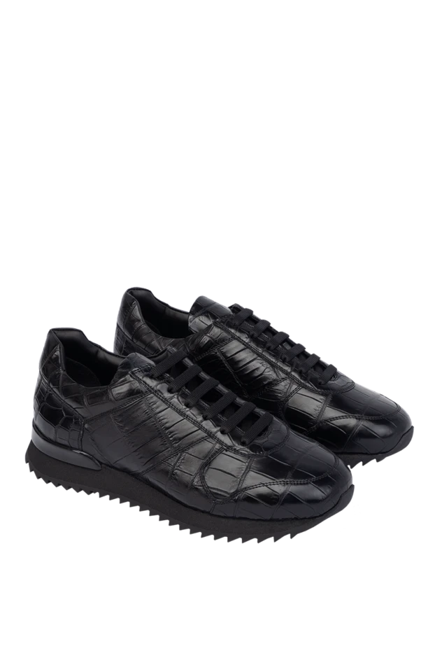 Cesare di Napoli мужские кроссовки из кожи крокодила черные мужские купить с ценами и фото 170544 - фото 2