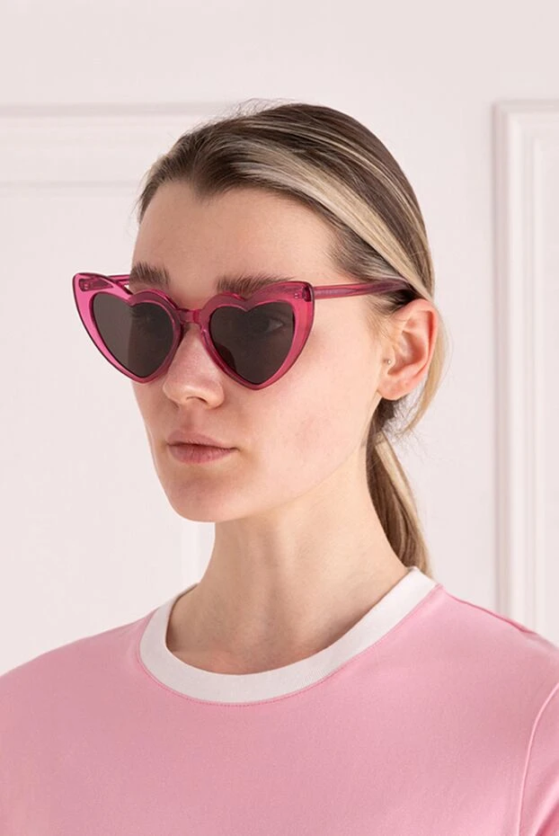 Saint Laurent women's pink glasses in the shape of a heart 170606 - photo 2