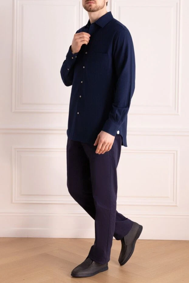 Loro Piana чоловічі рубашка з бавовни синя чоловіча купити фото з цінами 170620 - фото 2
