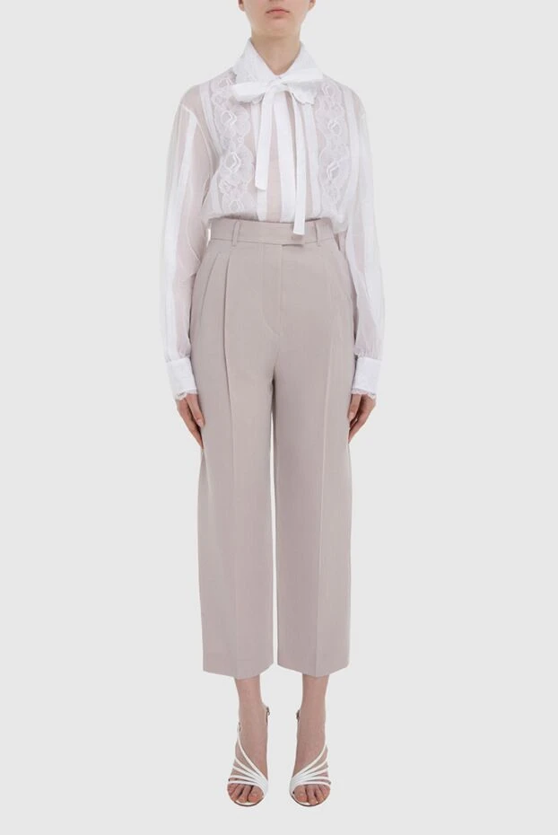 Loro Piana женские брюки из шерсти и текстиля белые женские купить с ценами и фото 170633 - фото 2