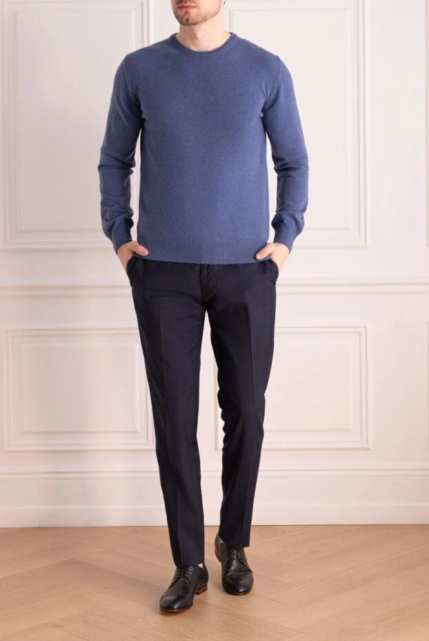 Cesare di Napoli man cashmere and wool jumper blue for men buy with prices and photos 170688 - photo 2