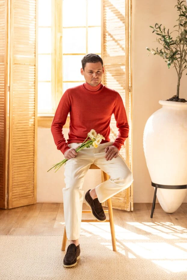 Гольф чоловічий з вовни помаранчевий - фото 2