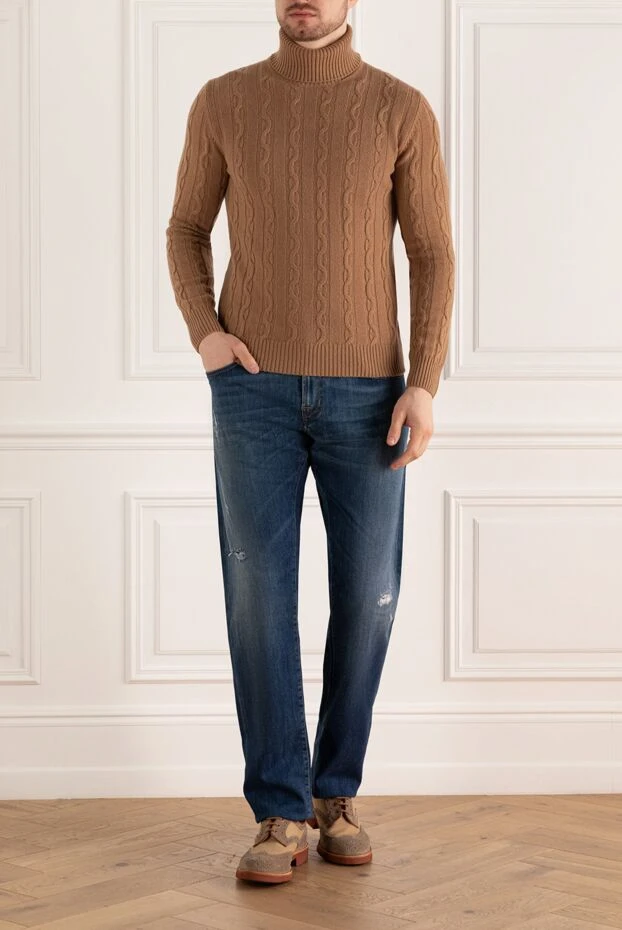 Cesare di Napoli man men's golf in wool and cashmere brown buy with prices and photos 170699 - photo 2