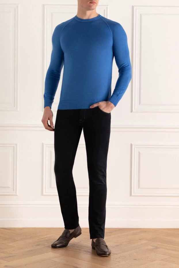 Cesare di Napoli man blue wool jumper for men buy with prices and photos 170701 - photo 2