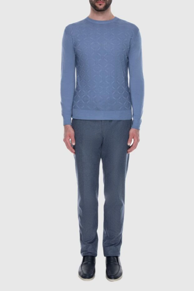 Cesare di Napoli man blue wool and silk jumper for men buy with prices and photos 170712 - photo 2