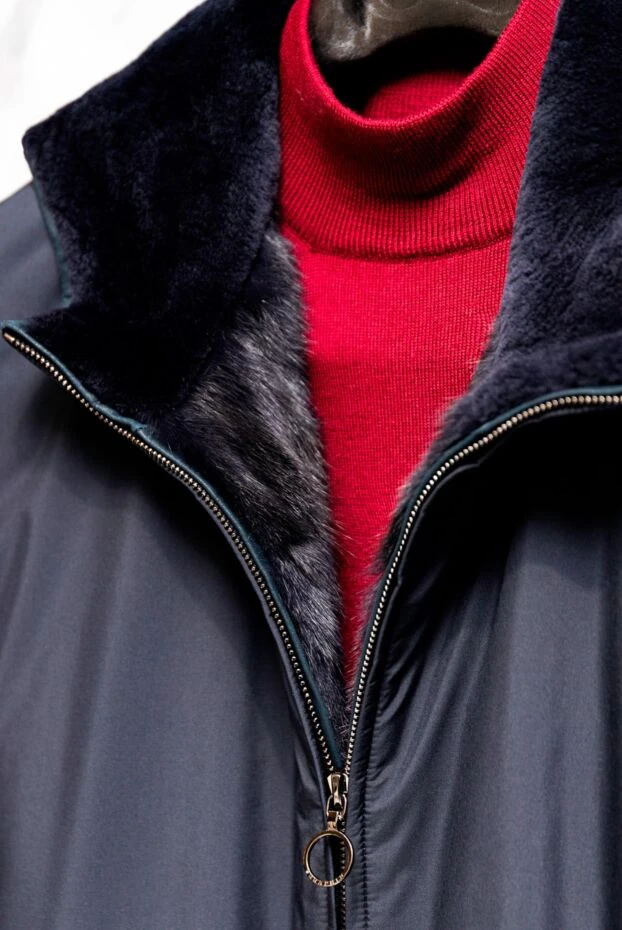 Seraphin men's blue bomber jacket with fur lining and a hood 170721 - photo 3