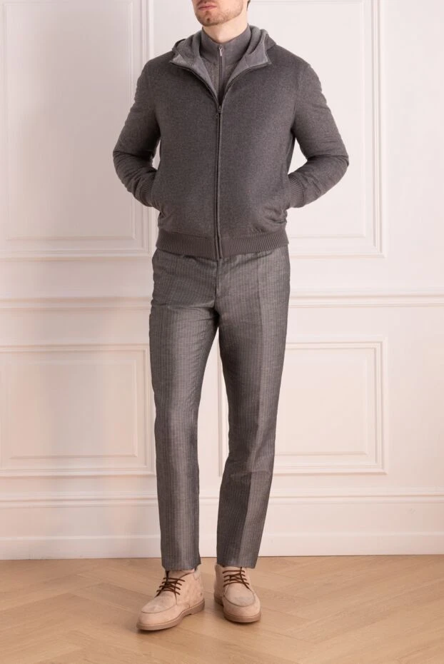 Seraphin man gray cashmere fur jacket for men 170722 - photo 2