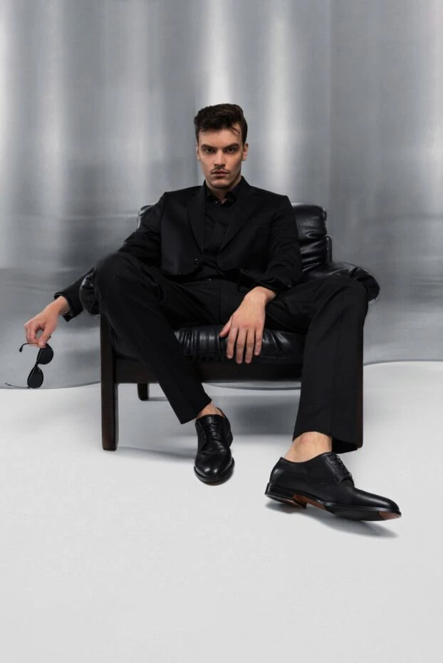 Doucal`s туфлі дербі cap-toe чорні з гладкої шкіри чоловічі 170726 - фото 3