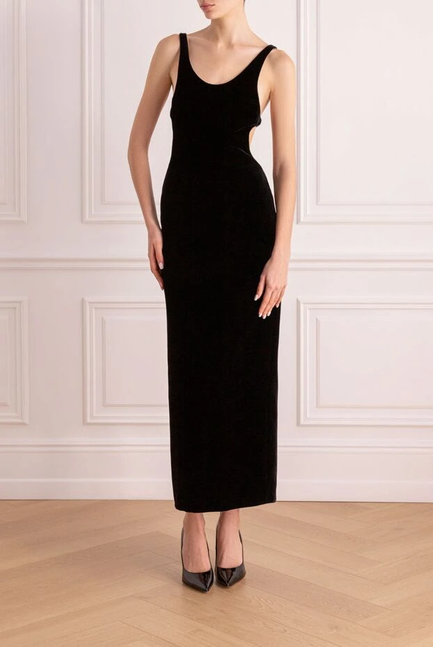 Saint Laurent black viscose and cupra dress for women 170794 - photo 2