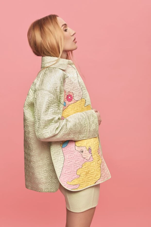 Fendi жакет из шелка зеленый женский 170811 - фото 2